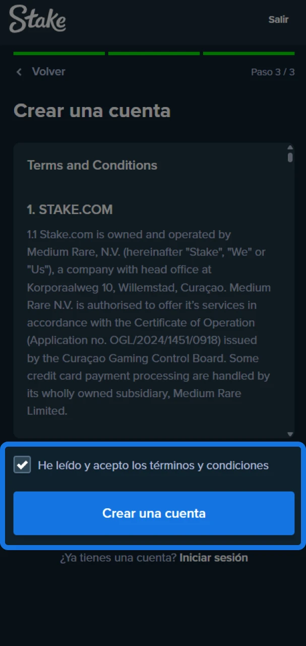 Confirma tu inscripción con Stake y sumérgete en el apasionante mundo de las apuestas.