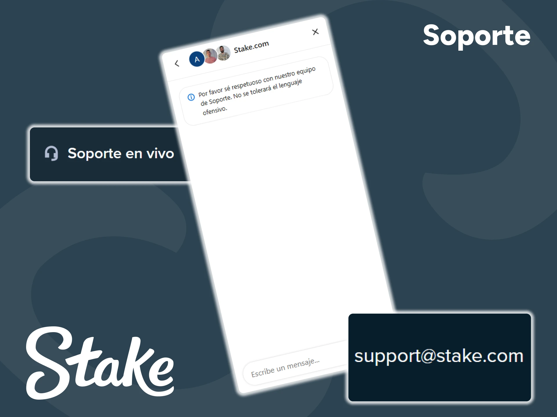 Si tiene alguna pregunta sobre la aplicación Stake, contacte con el equipo de asistencia.