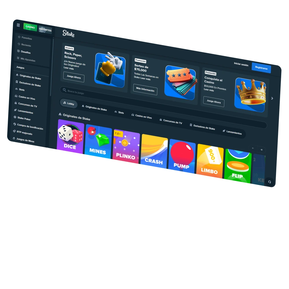 Encuentra un juego adecuado para ti y empieza a jugar en Stake.