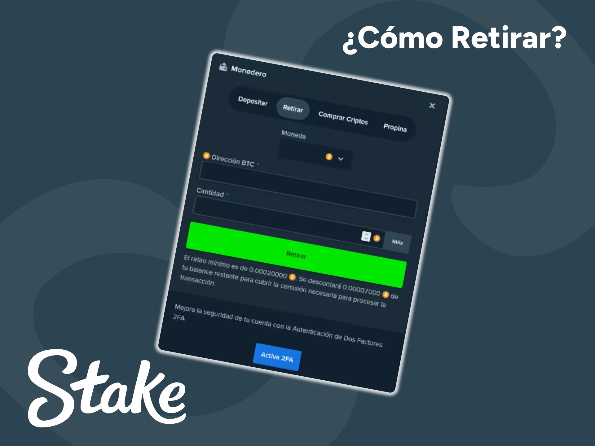 Juegue a juegos de casino y luego retire sus ganancias de su cuenta Stake.