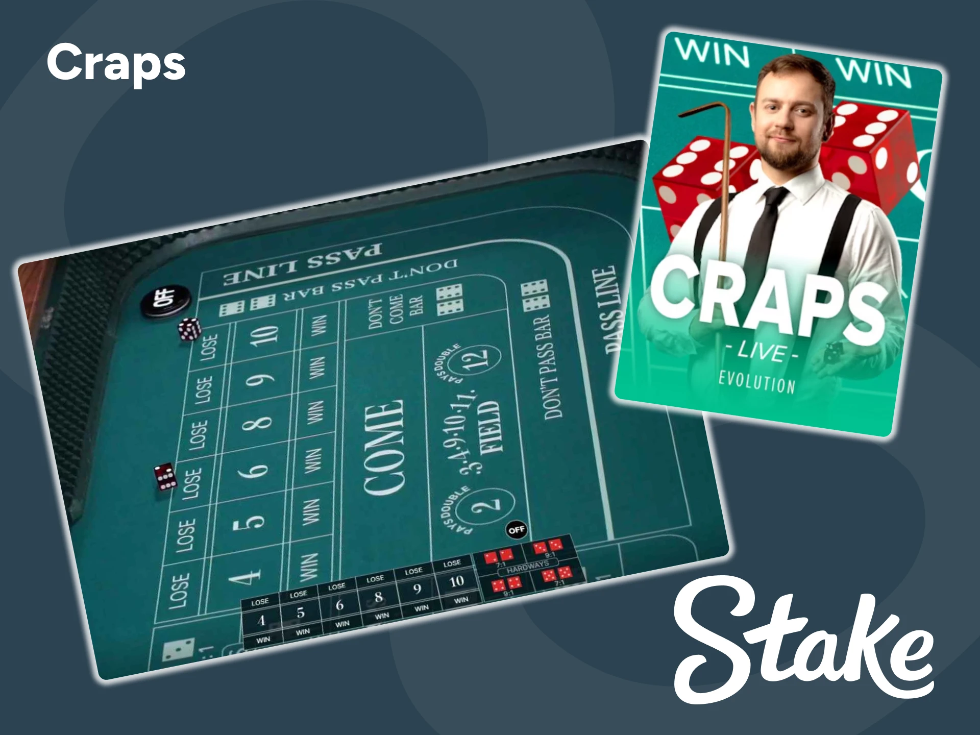 Intenta ganar en el juego de mesa Craps en Stake.
