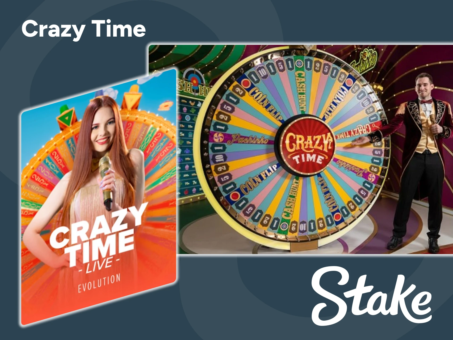 Stake ofrece a los jugadores el juego Crazy Time de Evolution.