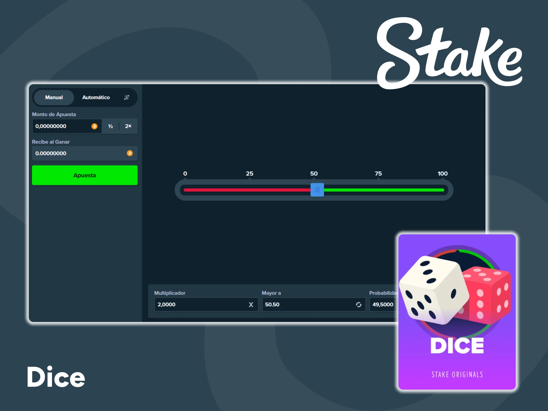 Dice, de Stake Originals, es uno de los juegos más populares de la plataforma.