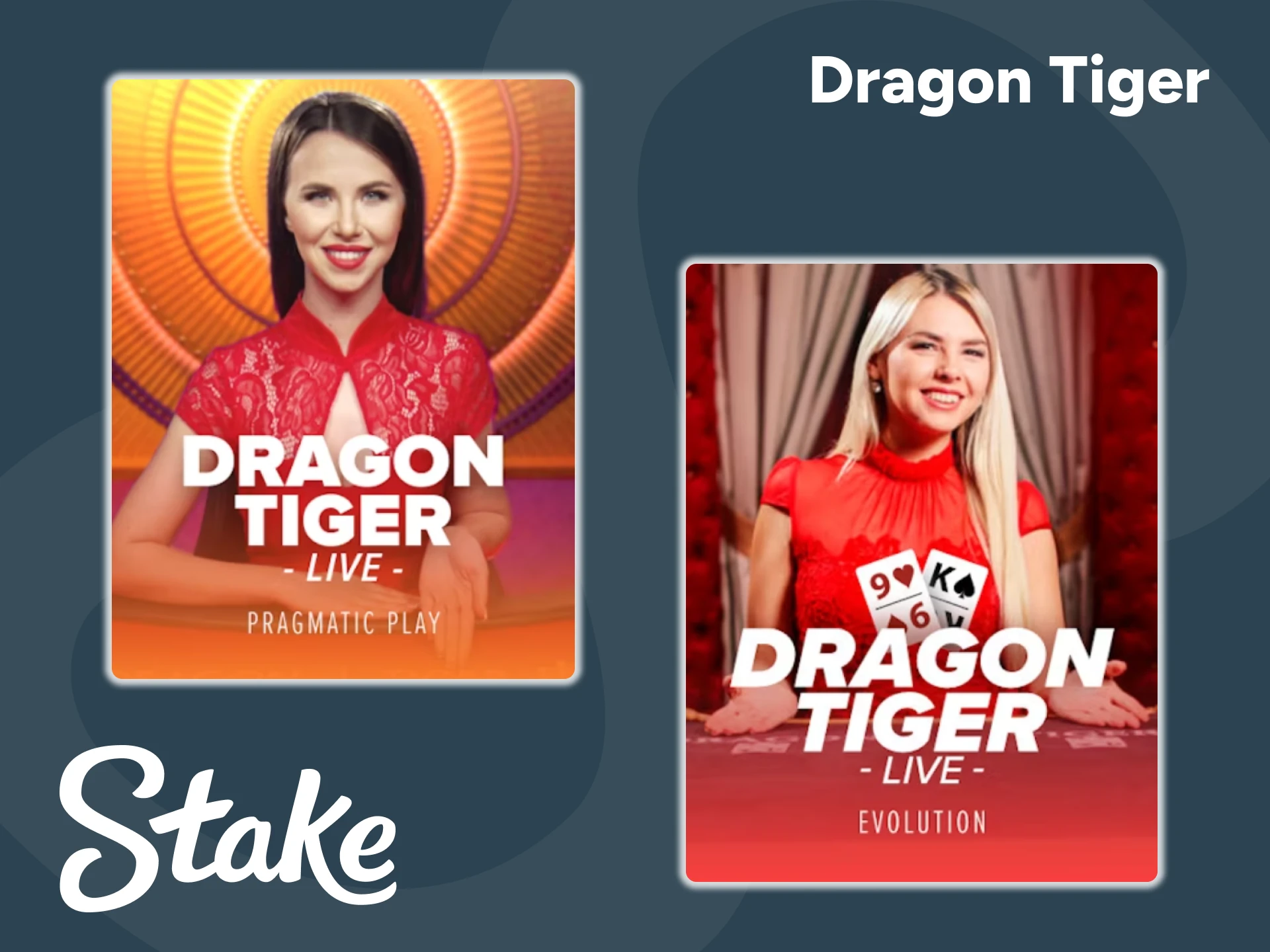 La sección Casino en Vivo de Stake ofrece el juego Dragon Tiger.