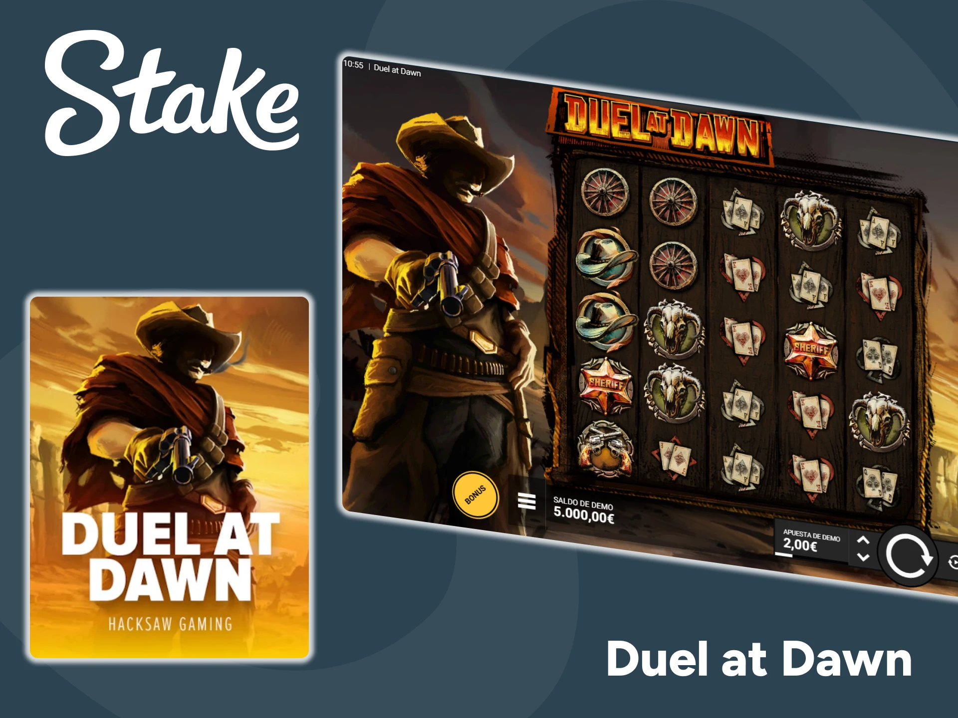 El juego de tragaperras Duel at Dawn puede aumentar tus ganancias en Stake Casino.