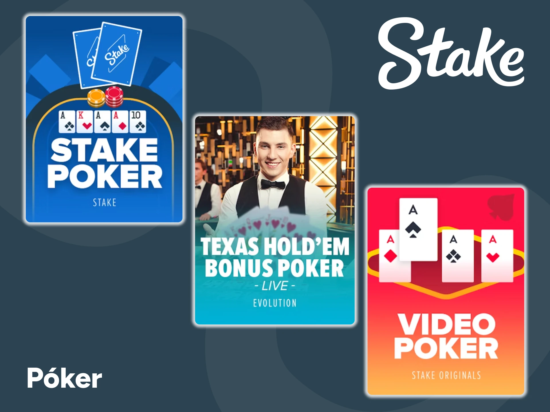 La plataforma Stake ofrece una amplia gama de juegos de póquer.