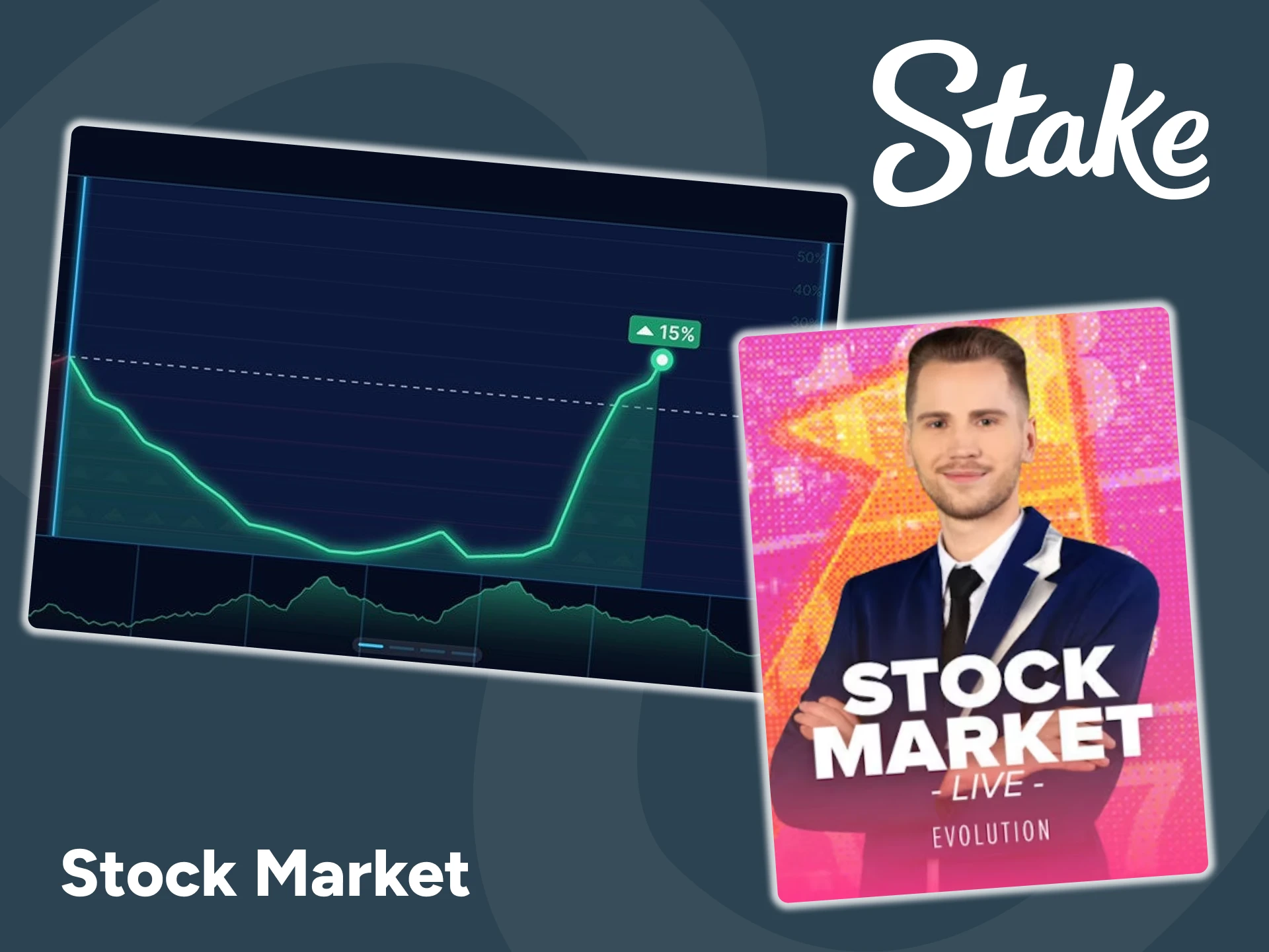Adivina los movimientos de precios y gana en el juego Stock Market en Stake.
