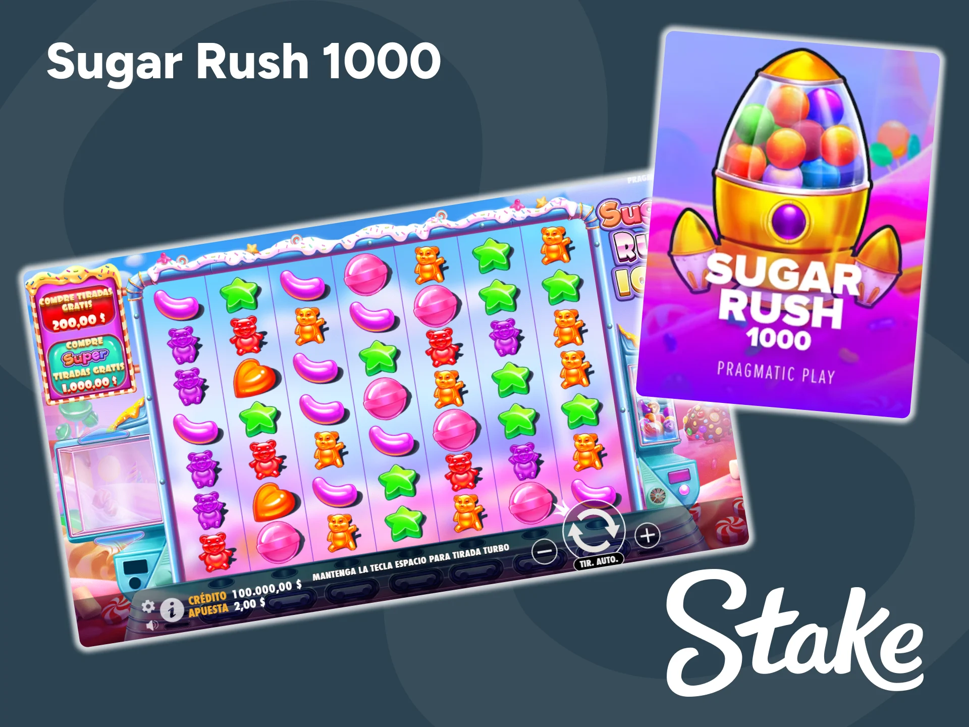 Recoge símbolos ganadores en Sugar Rush 1000 en Stake Casino.