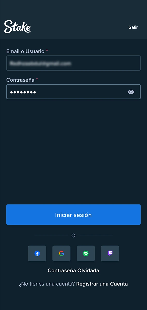 Confirme el inicio de sesión de su cuenta en el sitio web de Stake.